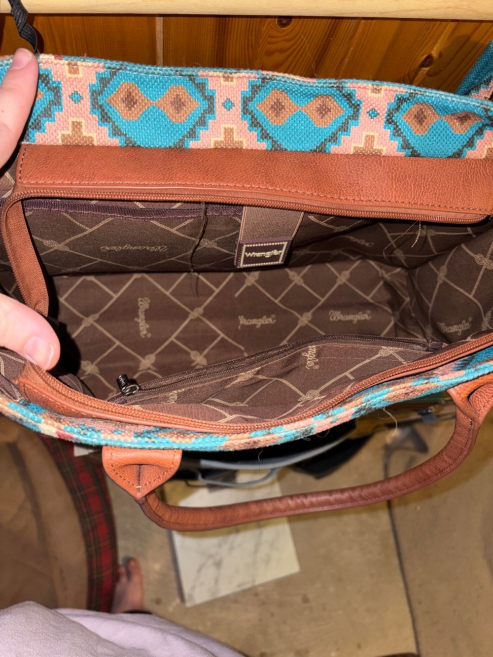 Wrangler Turquoise Pattern Tote and Crossbody Set - Picture 4 of 10